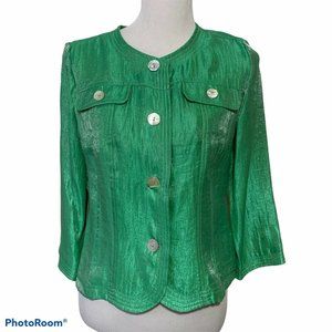Ruby Rd Shimmery Green Sz 6 Button Jacket